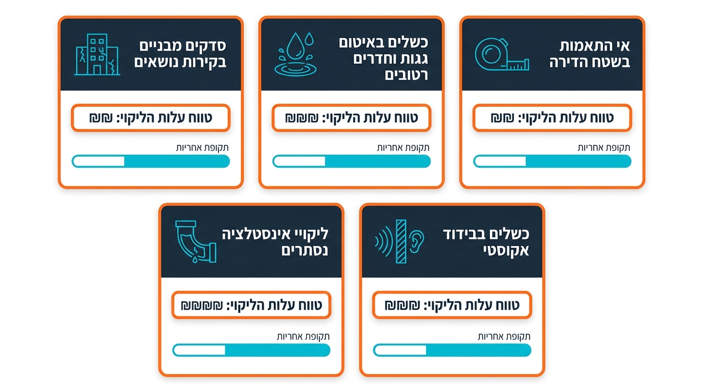 ליקויי בנייה שעולים הכי הרבה כסף כשמפספסים אותם בבדיקה
