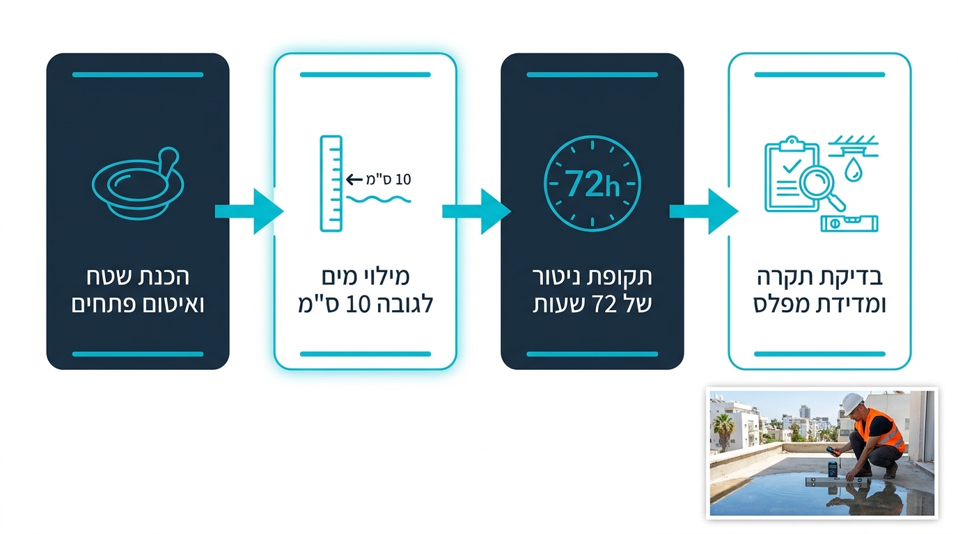 שלבי ביצוע בדיקת הצפה לאיטום - מה שנראה בפועל בשטח