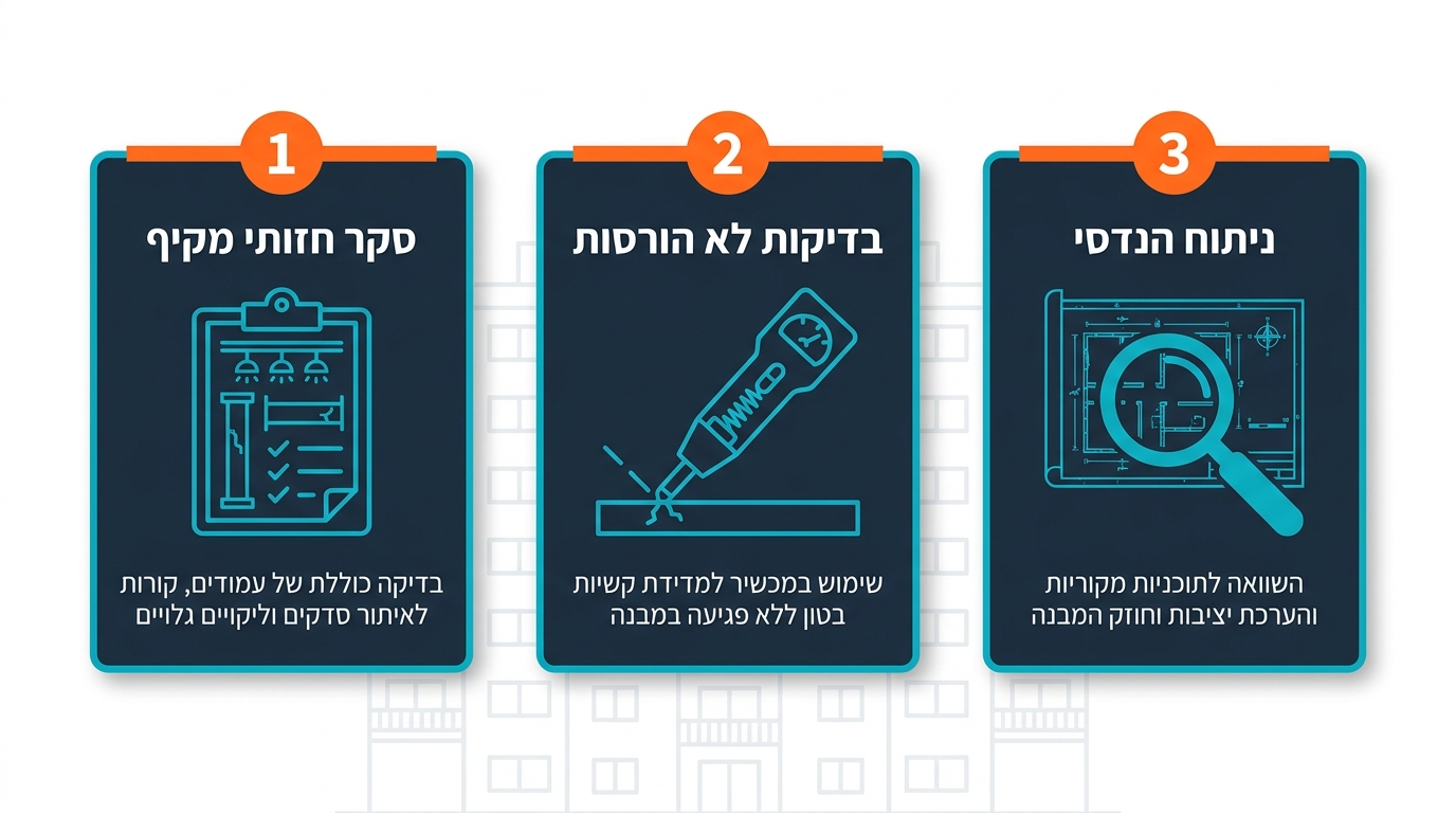 בדיקת קונסטרוקציה בשטח - מהנדס בודק סדקים בקיר