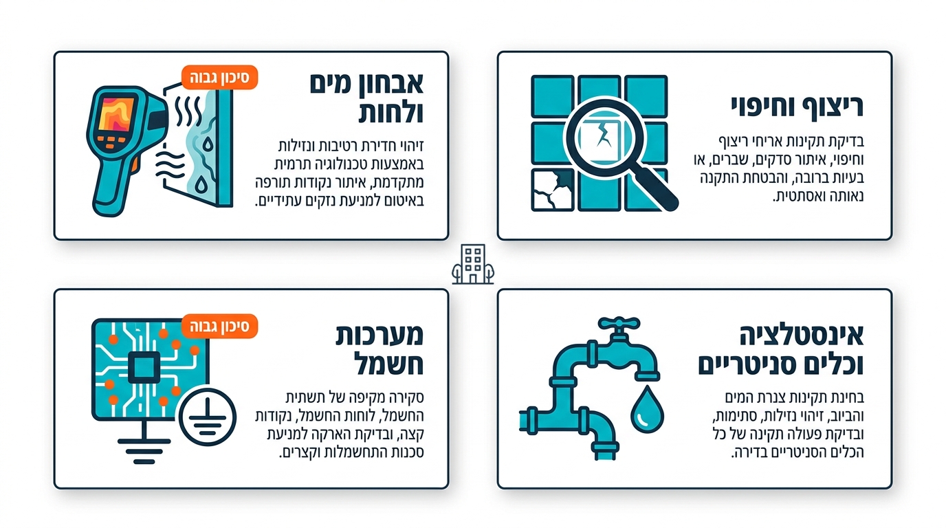בדיקת ליקויי בנייה לפני קבלת מפתח - ציוד מקצועי בשטח