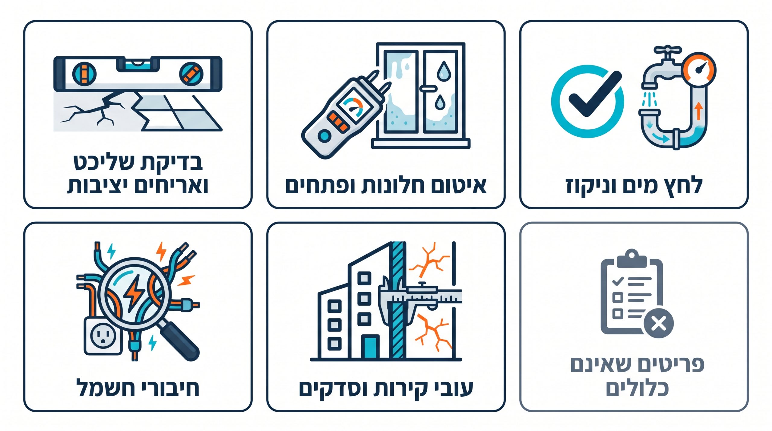בדיקת ליקויי בנייה בדירה חדשה, מה כלול ומה לא כלול בבדק בית